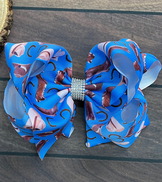 Cowboy boots & horseshoe PRINTED HAIR BOWS. 4PCS/$10.00 BW-DSG-575